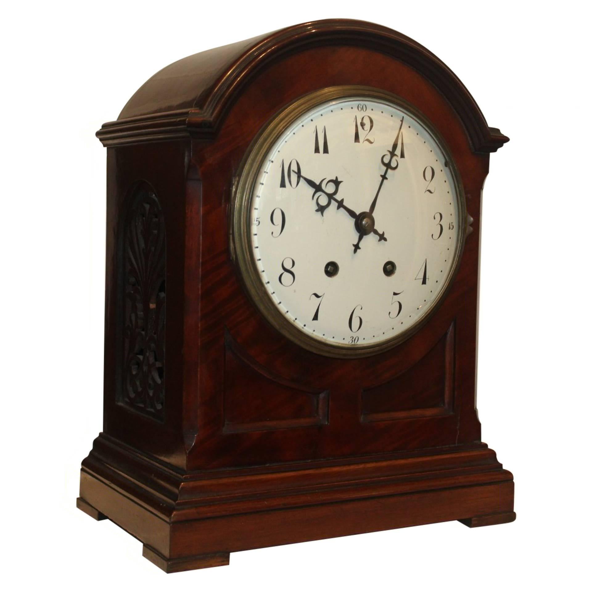 Edwardian Mahogany Table or Mantel Clock For Sale