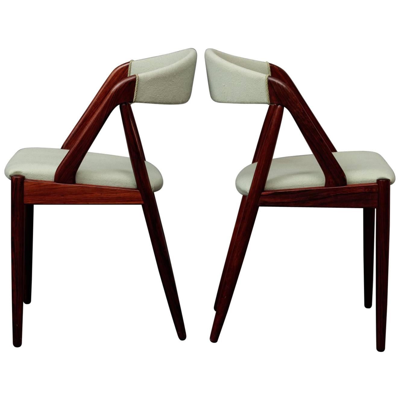 1960s Six Kai Kristiansen Model 31 Dining Chairs in Rosewood - Mint Green Fabric