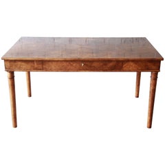 Vintage Dessin Fournir Louis Philippe Style Burl Wood Library Table or Writing Desk