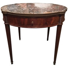 Louis XVI Style Mahogany and Marble Top Bouillotte Table, 19th Century