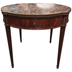 Louis XVI Style Mahogany and Marble Top Bouillotte Table, 19th Century 2