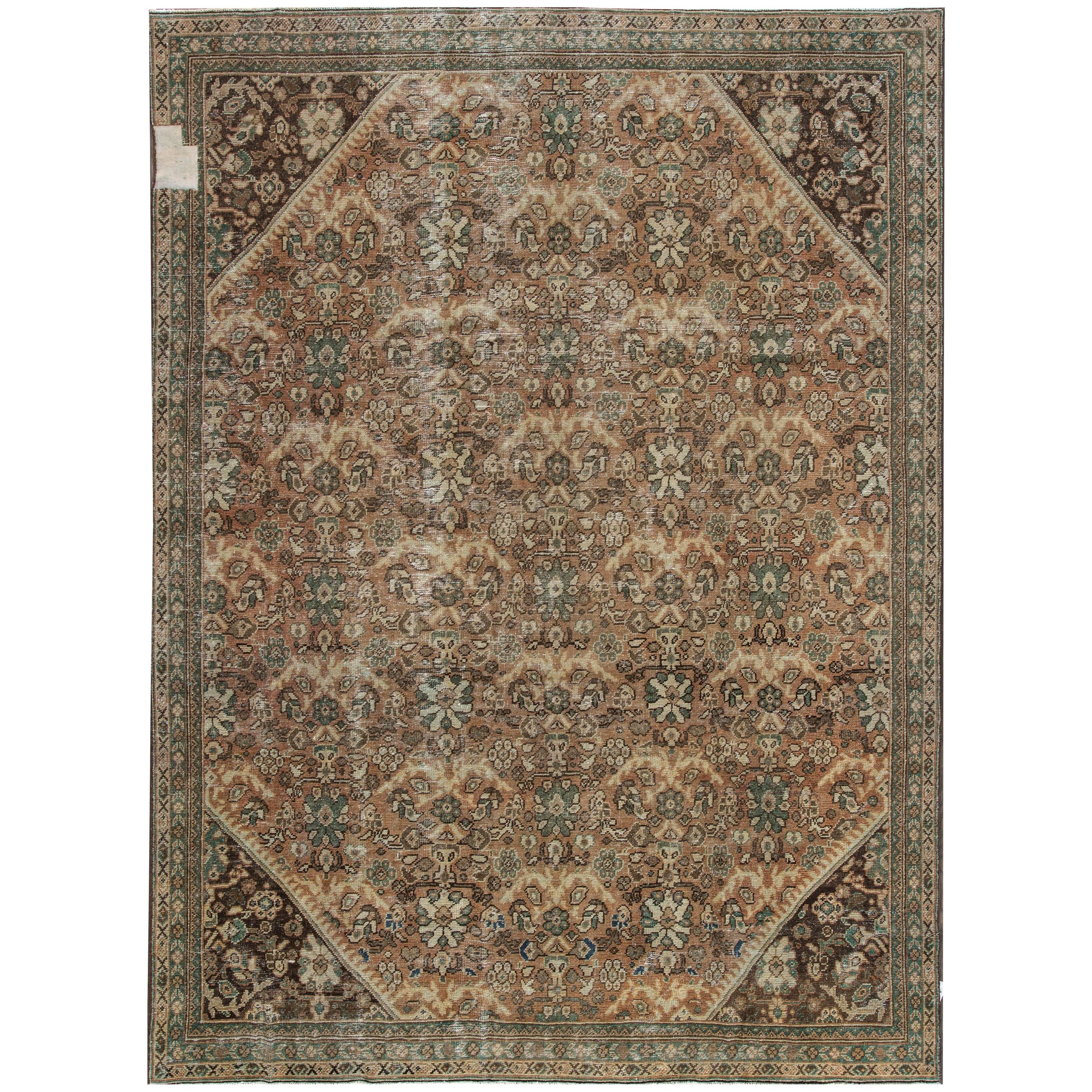 Vintage Distressed Persian Tabriz Rug For Sale at 1stDibs
