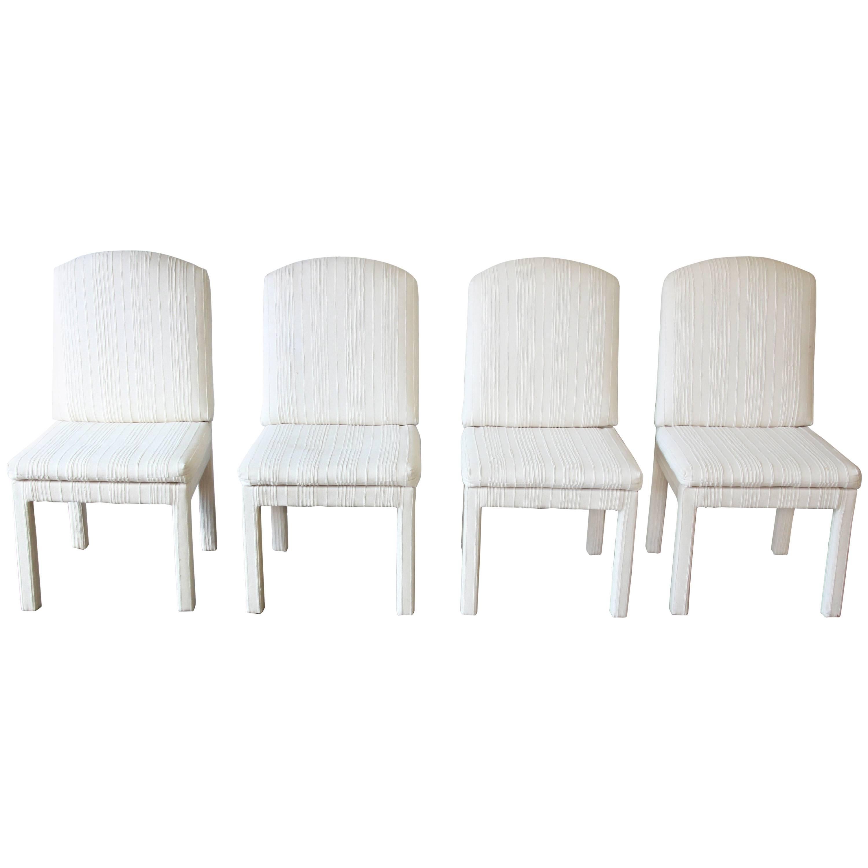 Four Milo Baughman Style Parsons Dining Chairs, Design Institute of America