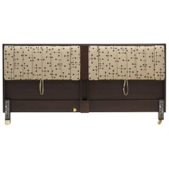 King Headboard by Edward Wormley for Dunbar Padded with Fold Down Arms