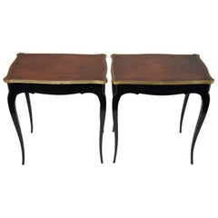 Pair of Antique French Ebonized Louis XV Style Side Tables