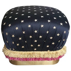 Brass Souffle Pouf Ottoman in the Manner of Karl Springer 5