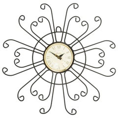 Lanshire Curled Iron Sunburst Clock, circa 1950