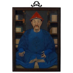 Vintage Reverse Glass Painting of Kangxi, circa 1930, China