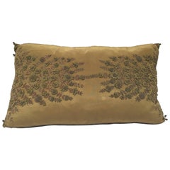 Silk Throw Pillow Embroidered with Raised Metallic Embroidery