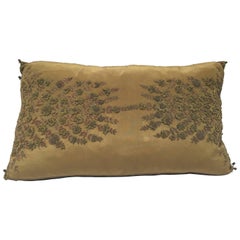 Silk Throw Pillow Embroidered with Raised Metallic Embroidery 4