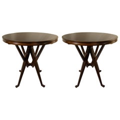Pair of Cassina 1950s Italian Wood And Glass Circular Side or End Tables 3