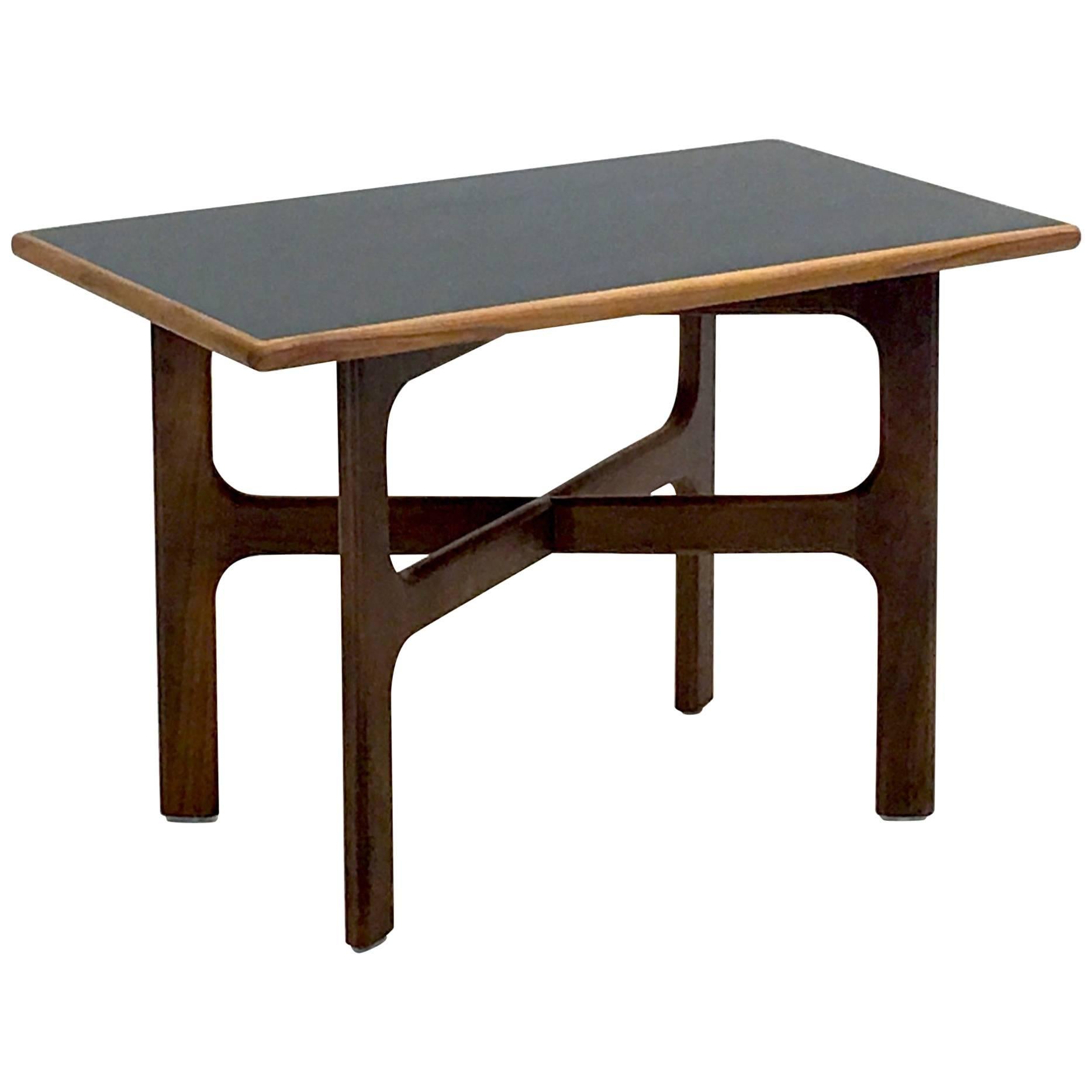 Walnut and Black Lacquer Occasional Table