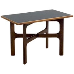 Walnut and Black Lacquer Occasional Table