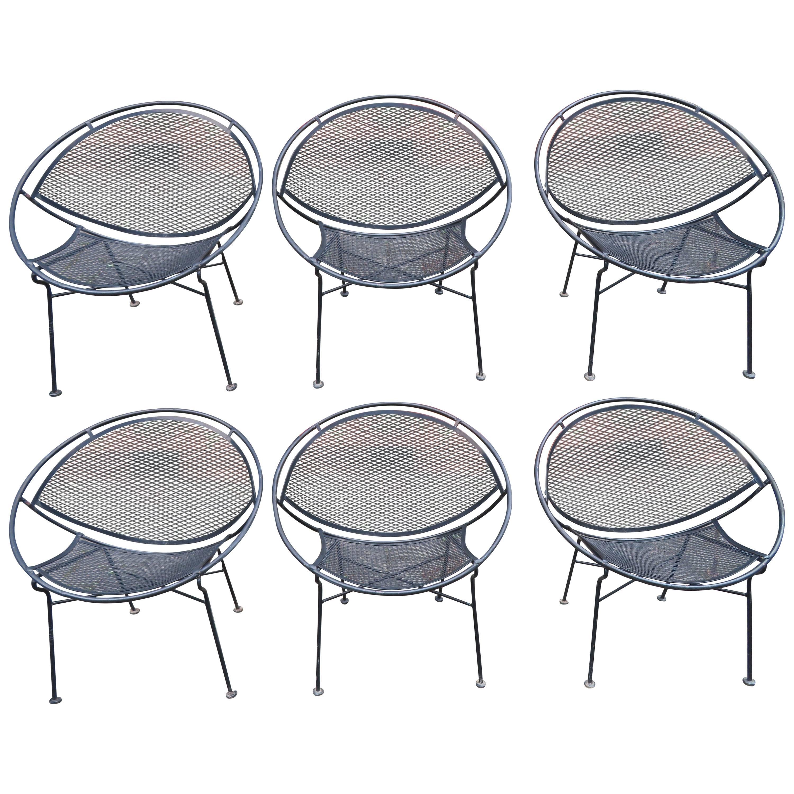  Set of Six Maurizio Tempestini for Salterini Hoop Lounge Patio Chairs