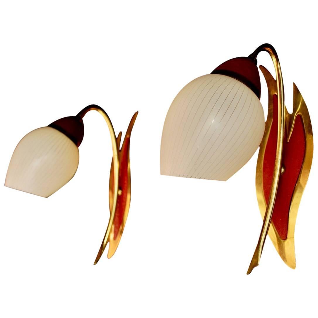 Elegant Pair of French Mid-Century Sconces For Sale