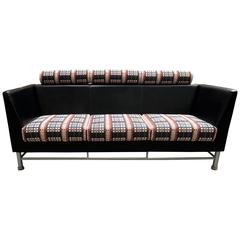 Ettore Sottsass "East Side" Three-Seat Sofa for Knoll in Leather Knoll Mod Plaid