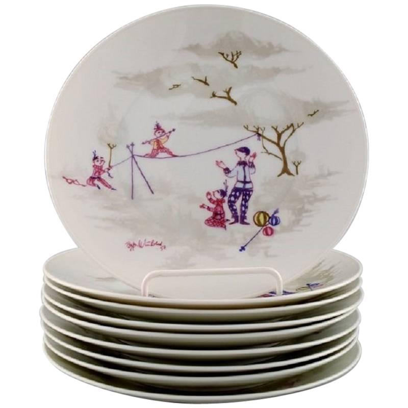 Rosenthal Studioline, Bjørn Wiinblad Nine Plates in Porcelain, Line Dancers