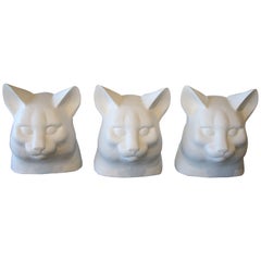 Three Large Fiberglass Cat Busts by Noted British Sculptor Geraldine Knight