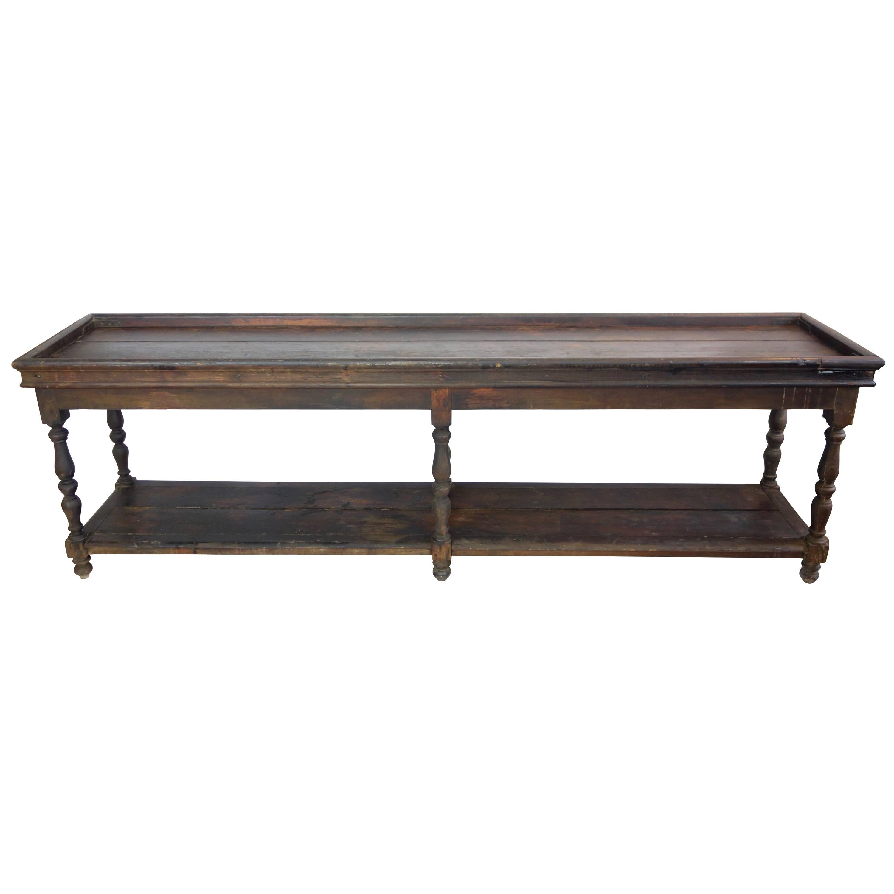 19th Century French Console with Turned Legs