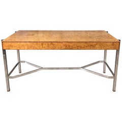 Used Notable Jack Freidin for Pace Burl Wood and Chrome Desk 