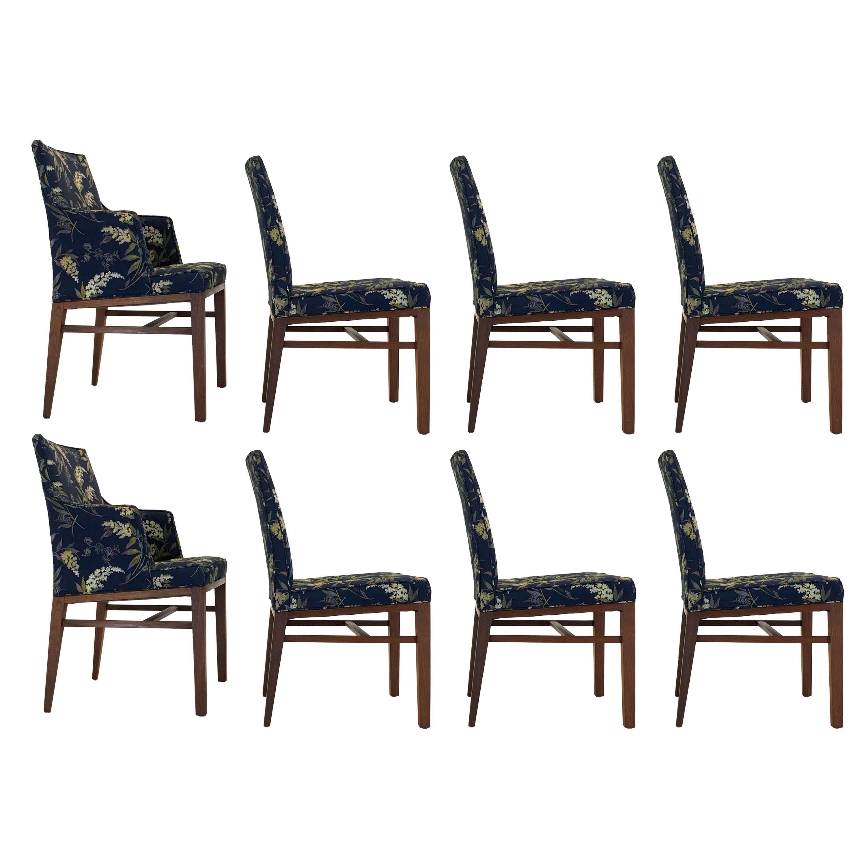 Set of Eight Dunbar Dining Room Chairs by Edward Wormley in Walnut
