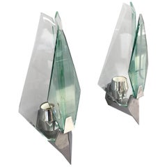 Glamorous Pair of Sconces in the Style of Fontana Arte 3