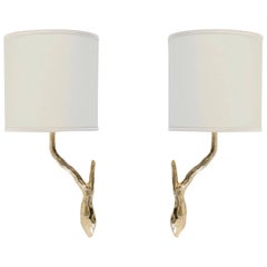 Pair of 1950s Sconces Bronze by Maison Arlus in the Manner of Felix Agostini