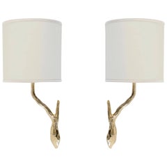Pair of 1950s Sconces Bronze by Maison Arlus in the Manner of Felix Agostini 9
