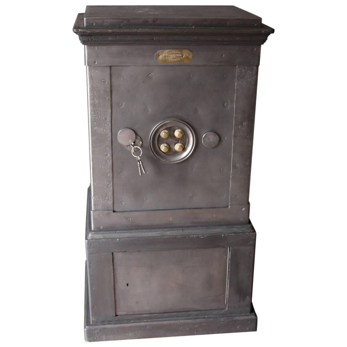 Black Steel, Iron and Wood Safe with All Keys and Working Combination by Bauche