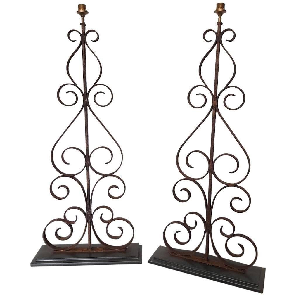 Set of Two Late 20th Century Wrought Iron Floor Lamps