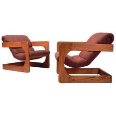 Mid-Century Lou Hodges Design Cantilever Lounge Chairs, Pair