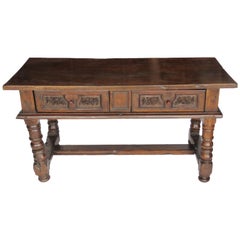 18th Century Baroque Walnut Library Centre Table