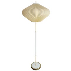 Floor Lamp Mid-Century Modern Onion Shape Shade, White Metal Stand with Brass 12