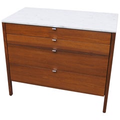 Marble-Topped Four-Drawer Walnut Chest by Florence Knoll