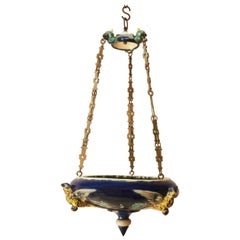 19th Century Majolica Parrot Hanging Jardinière