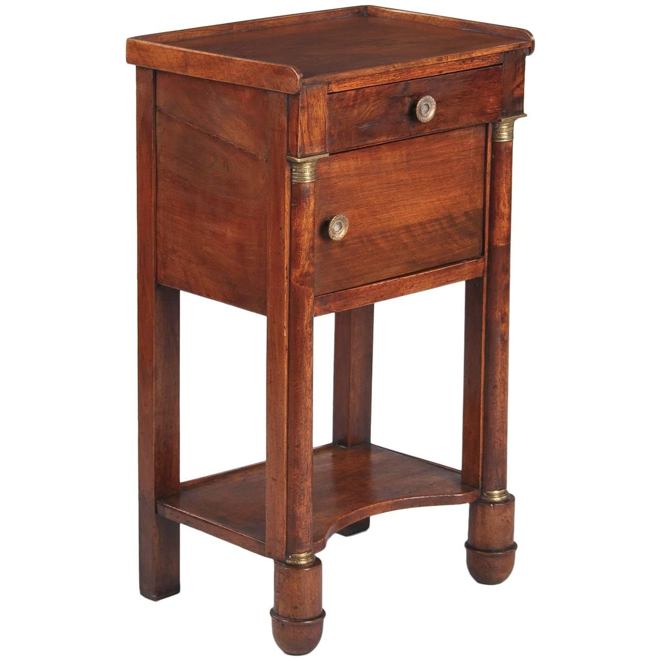 French Empire Period Walnut Bedside Cabinet, Early 1800s