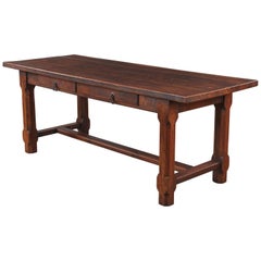 Country French Oak Farm Table or Desk, Early 1900s