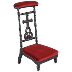 Antique Napoleon III Prie Dieu Chair in Ebonized Pearwood, 1870s