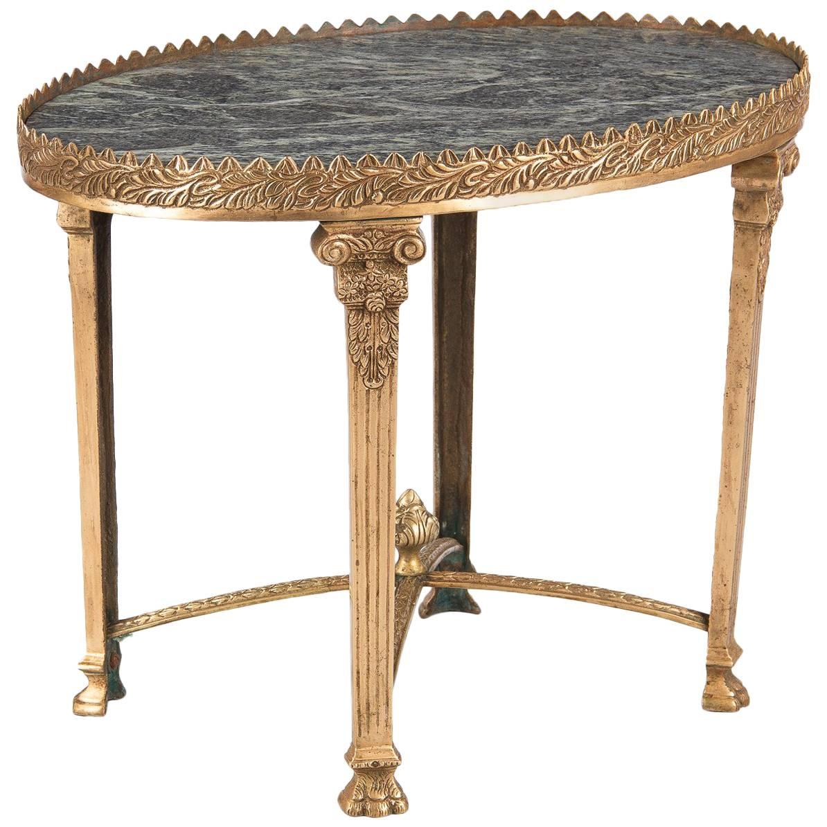 Empire Style Gilded Bronze and Marble-Top Side Table, 1950s