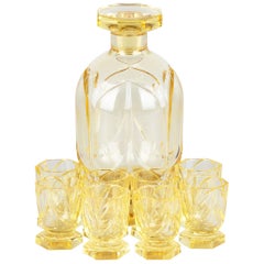 Art Deco Bohemia Glass Decanter Set by Moser, 1940s