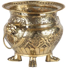 Antique French Renaissance Style Sculpted Brass Wine Cooler, 1870s