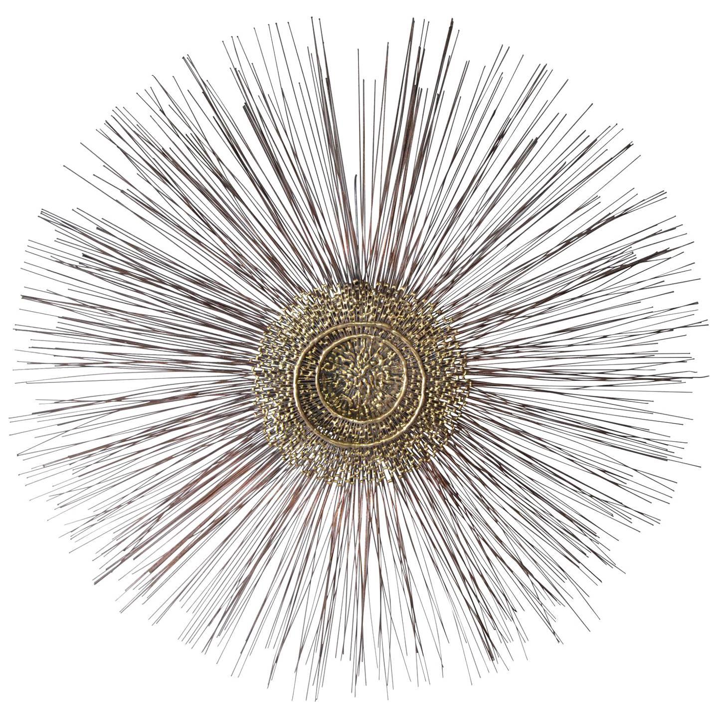 Striking 1960 Brass Sunburst Sculpture Curtis Jere Style Mid-Century Modern For Sale