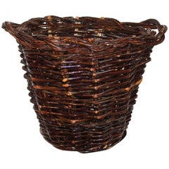 Retro Monumental 20th Century Hickory Gathering Basket