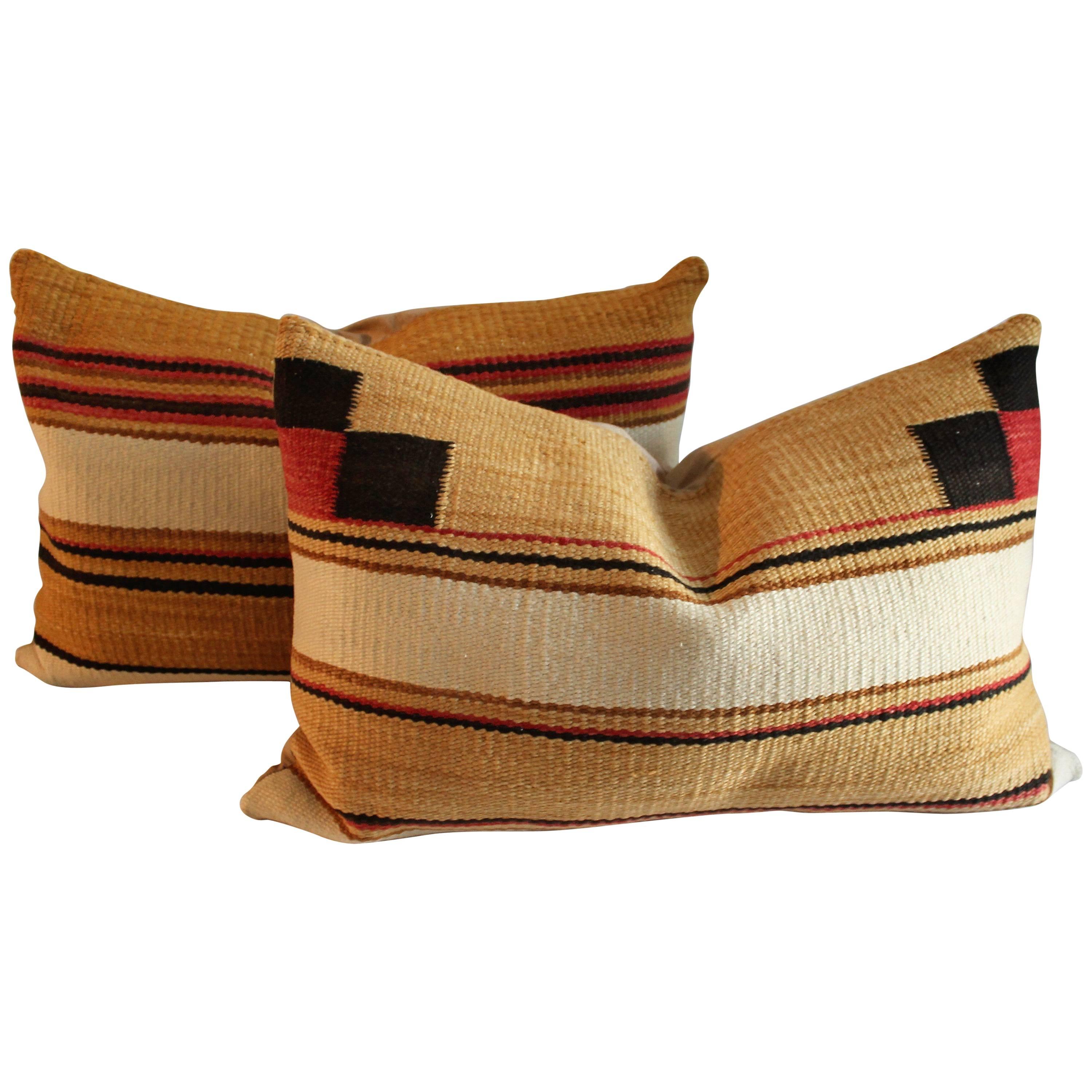 Pair of Chinlie Navajo Saddle Blanket Weaving Pillows
