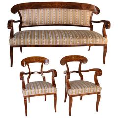 Fine Sofa and Armchairs in Biedermeier Style