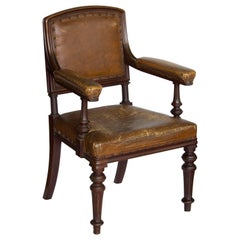 Victorian English Leather Elbow Chair 4