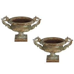 Pair of Antique French Cast Iron Urns