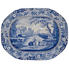 Antique Large "Castle of Rochefort" Platter, circa 1830