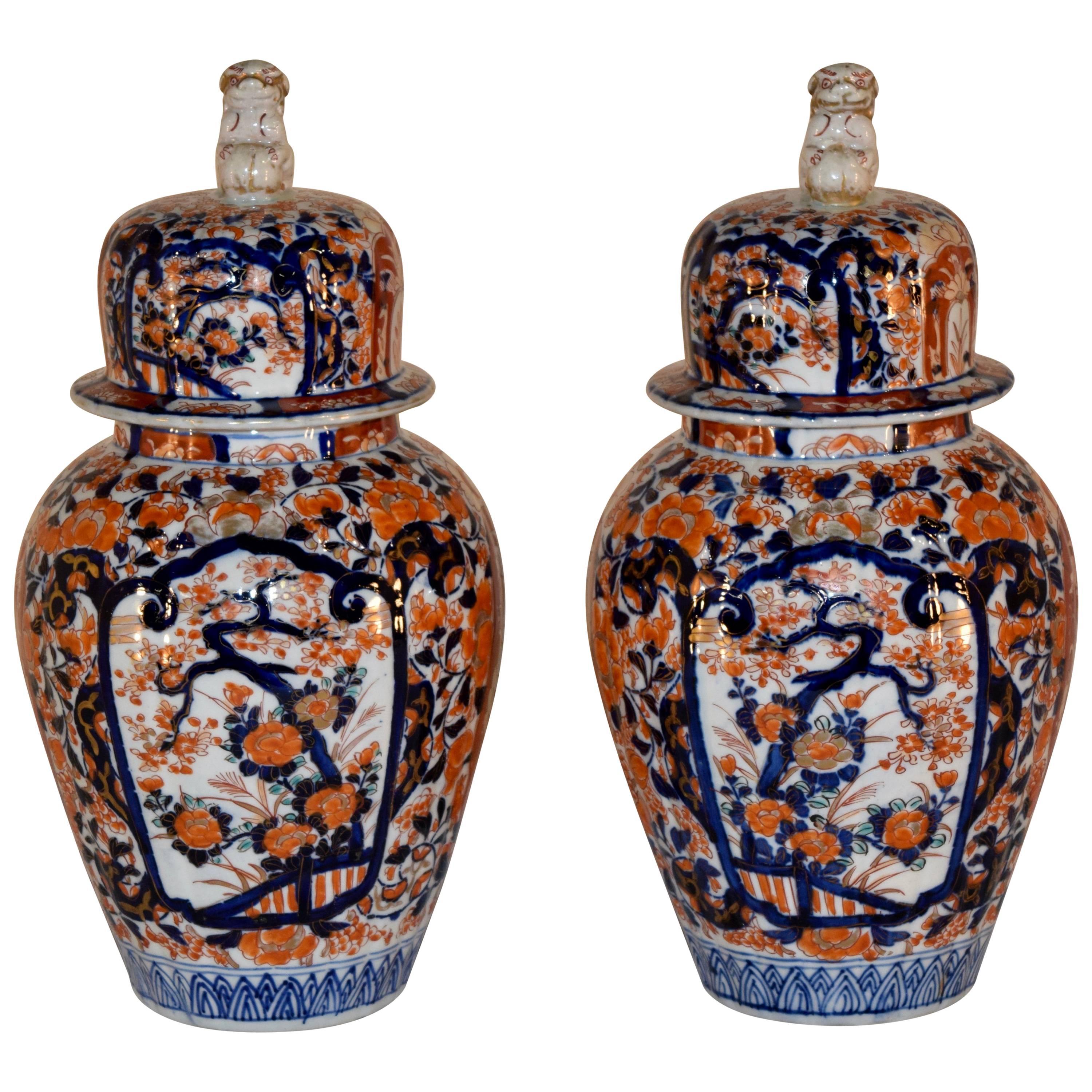 19th Century Pair of Imari Jars