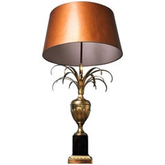 Brass Pineapple Leaf Table Lamp, 1970s